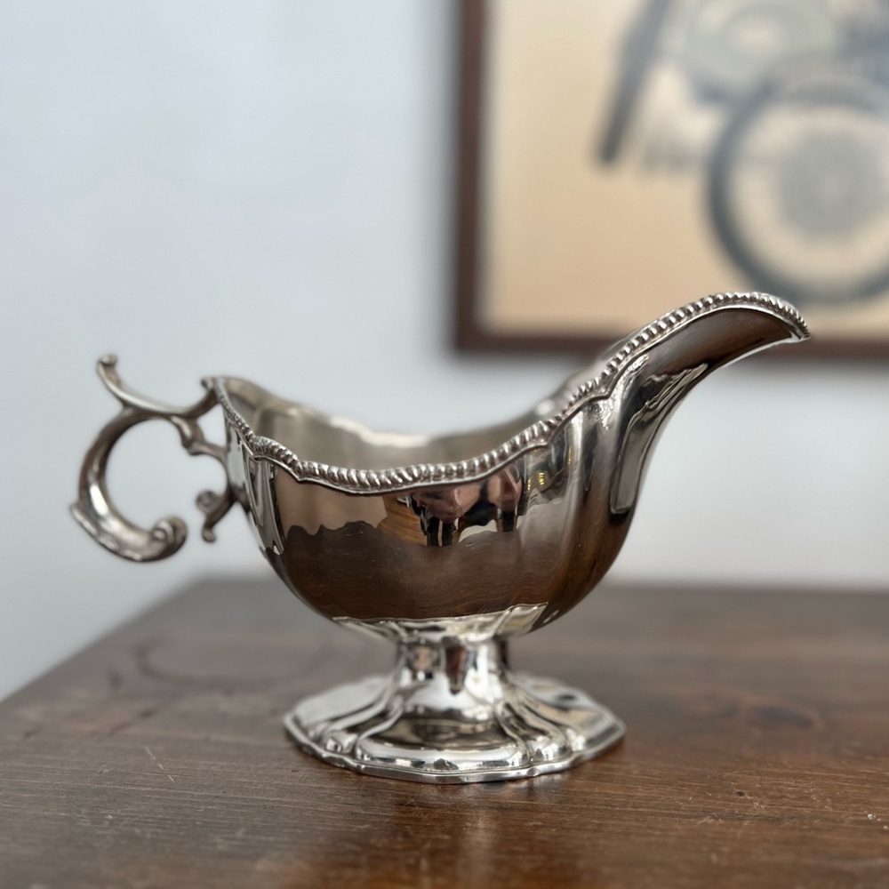 Vintage Ornate Silver Plate Gravy Boat